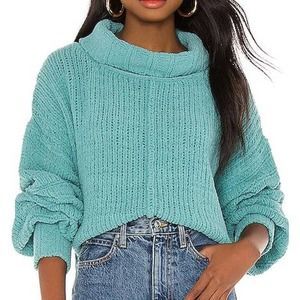 NWT Free People Be Yours Pullover Knit Sweater Emerald Aura Size Small